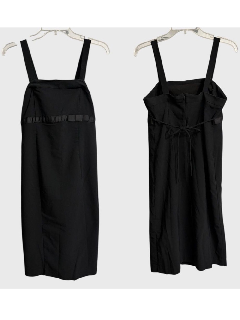 Motherhood Maternity Midi Black Dress Women's S Bow Detail Ties Preppy Made USA